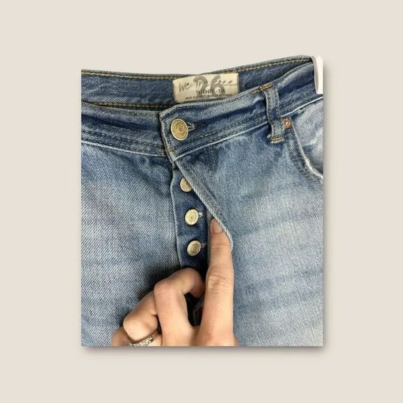 Free People We The Free Jeans Womens 26 Distressed Ripped Button Fly Raw Hem - Picture 3 of 6